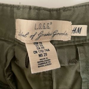 Mens green H&M cargo shorts